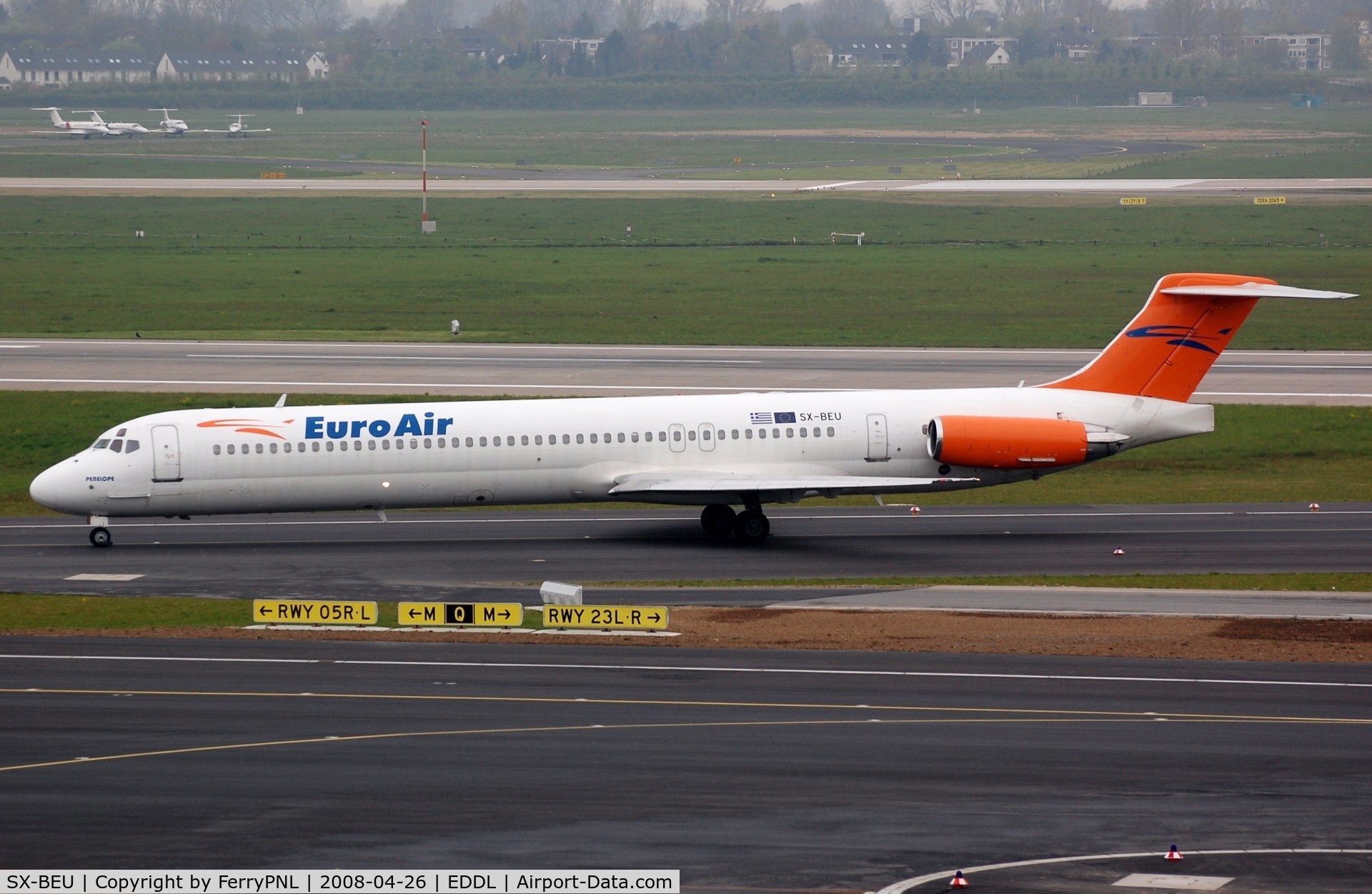 SX-BEU, 1989 McDonnell Douglas MD-83 (DC-9-83) C/N 49848, Euro Air MD83 arriving in DUS