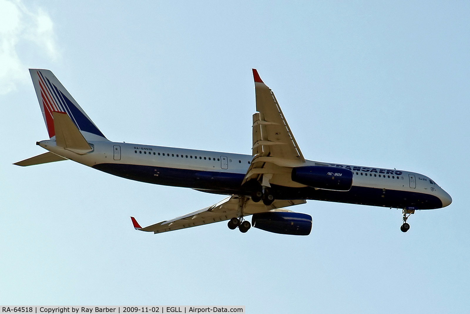 RA-64518, 2009 Tupolev Tu-214 C/N 42305018, RA-64518   Tupolev TU-214 [44709018] (Transaero Airlines) Home~G 02/11/2009