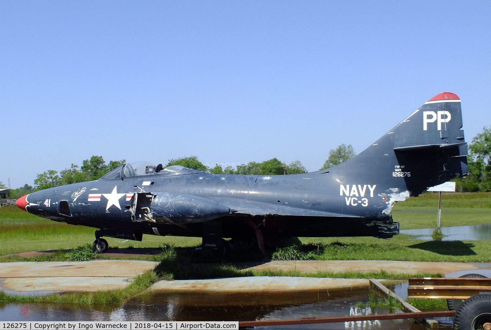 126275, 1950 Grumman F9F-5P Panther C/N Not found 126275, Grumman F9F-5P Panther, awaiting repair and restoration at the USS Alabama Battleship Memorial Park, Mobile AL