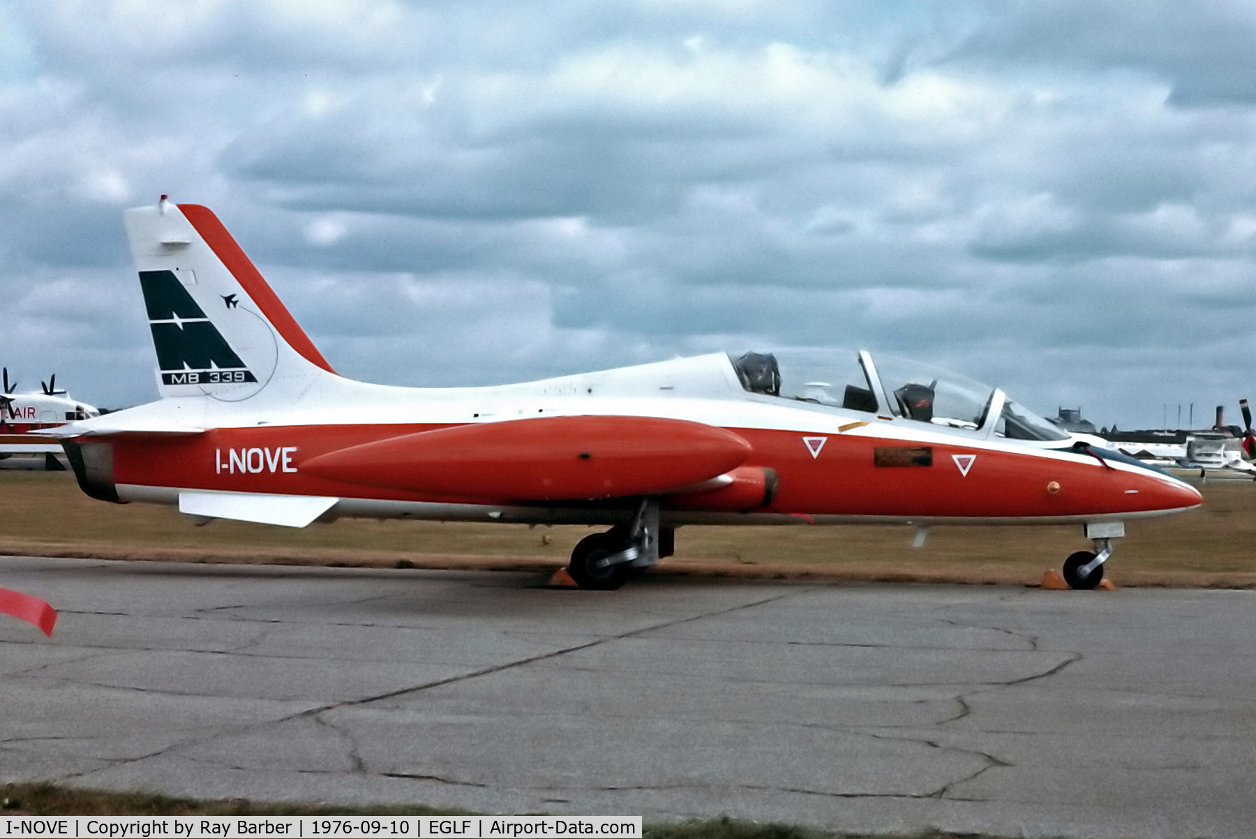 I-NOVE, 1976 Aermacchi MB-339 C/N 001, I-NOVE   Aermacchi MB-339X [6573] (AerMacchi) Farnborough~G 10/09/1976