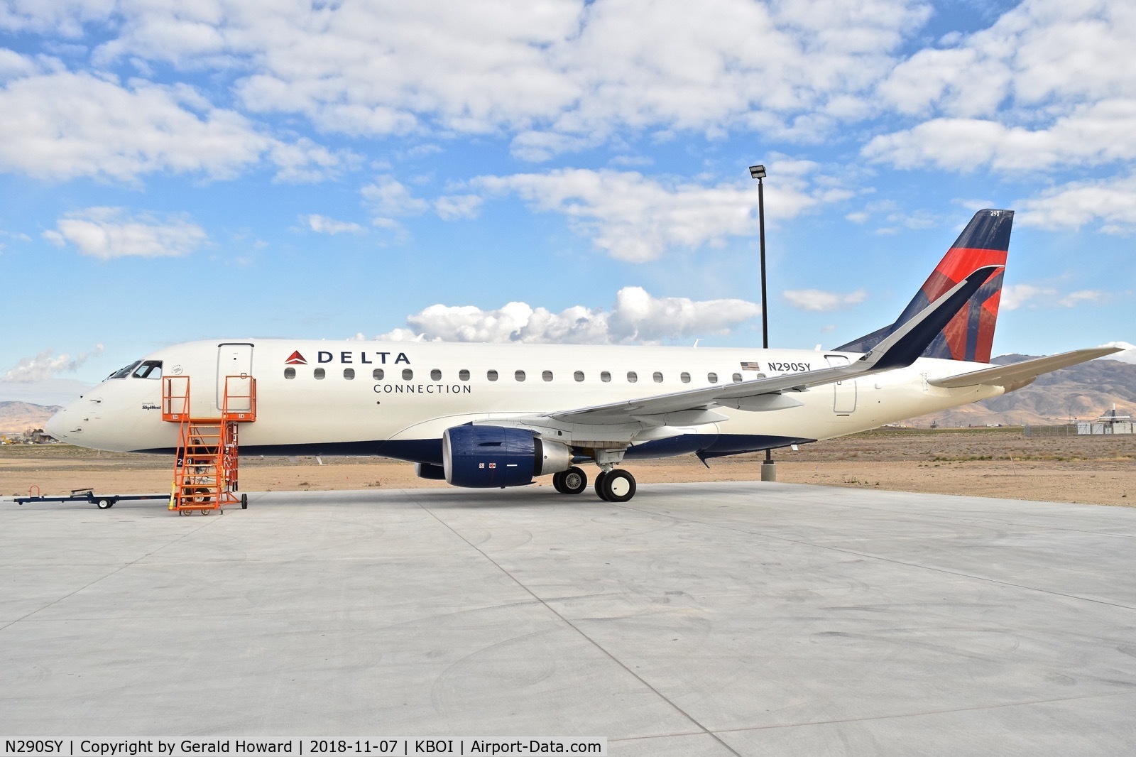 N290SY, 2018 Embraer 175LR (ERJ-170-200LR) C/N 17000758, Fresh from the factory. Parked on the Skywest maintenance ramp for final checks.