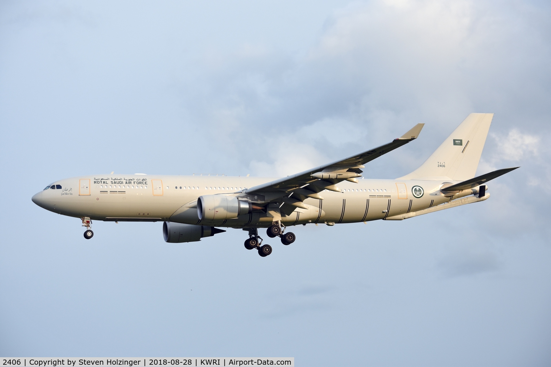 2406, 2014 Airbus A330-202/MRTT C/N 1516, Oh short final after dragging four RSAF Typhoons from Nellis AFB.