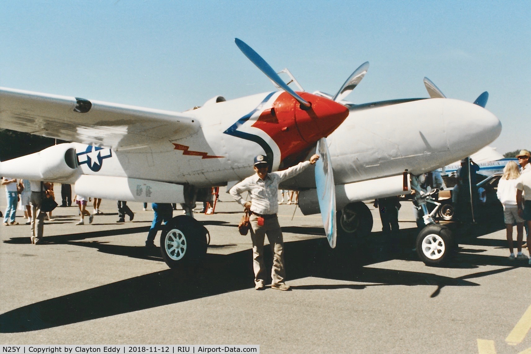 N25Y, 1944 Lockheed P-38L-5LO Lightning C/N AF44-53254, Rancho Marietta Airshow 1988.