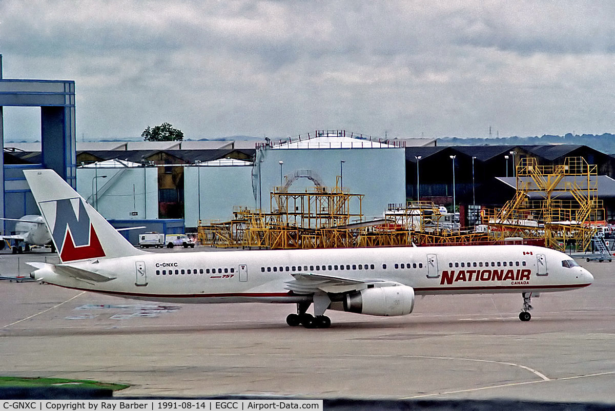 C-GNXC, 1988 Boeing 757-28A C/N 24260, C-GNXC   Boeing 757-28A [24260] (Nationair) Manchester-Ringway~G @ 14/08/1991