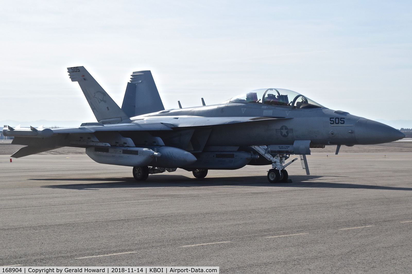 168904, Boeing EA-18G Growler C/N G-102, Parked on the north GA ramp.  VAQ-139 “Cougars”  NAS Whidbey Island, WA.