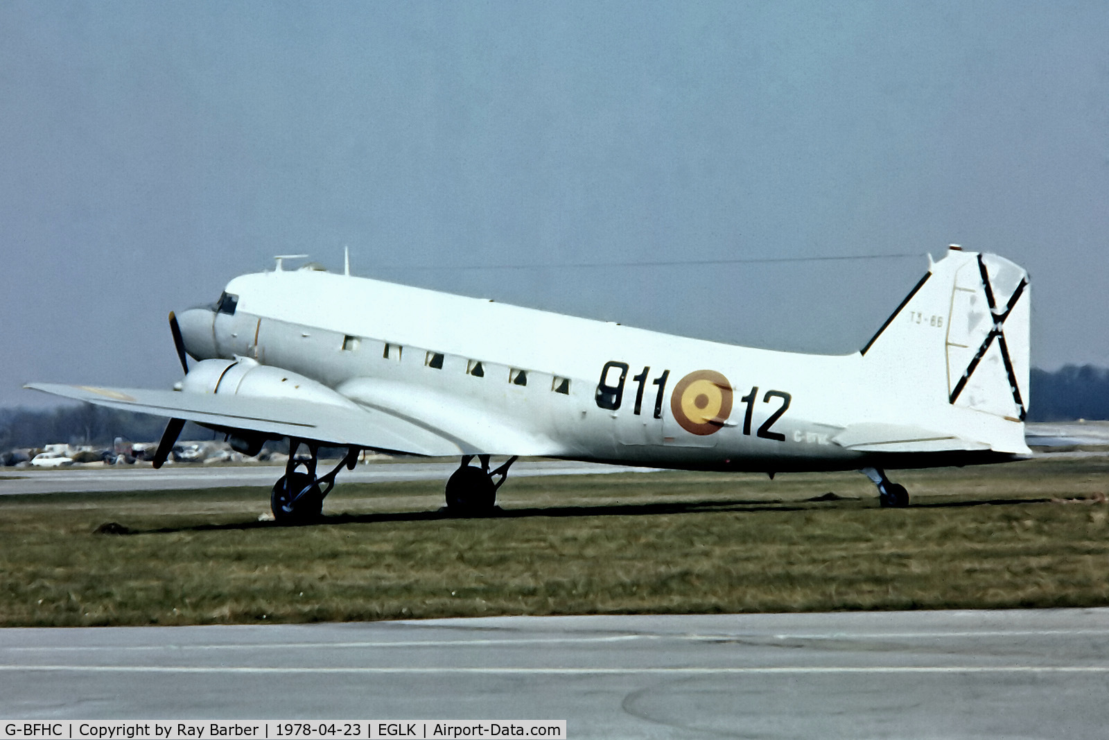 G-BFHC, Douglas C-47A Skytrain (DC-3) C/N 12758, G-BFHC   (T.3-66) Douglas DC-3C-47A-15-DK [12758] (Warbirds of Great Britain Ltd) Blackbushe~G 23/04/1978