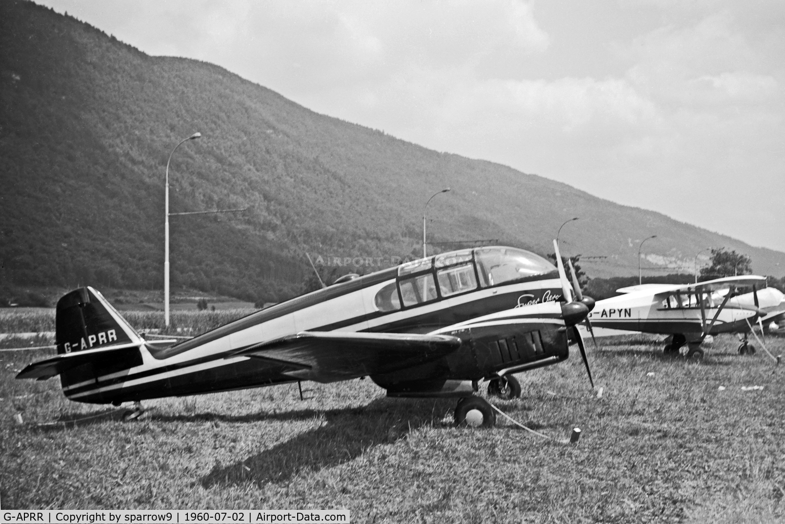 G-APRR, 1956 Let Aero Ae-45S Super C/N 04-014, Rally de la Montre Biel-Boezingen 1960. AD closed 1963. Scanned from a 6x9cm b+w negative.