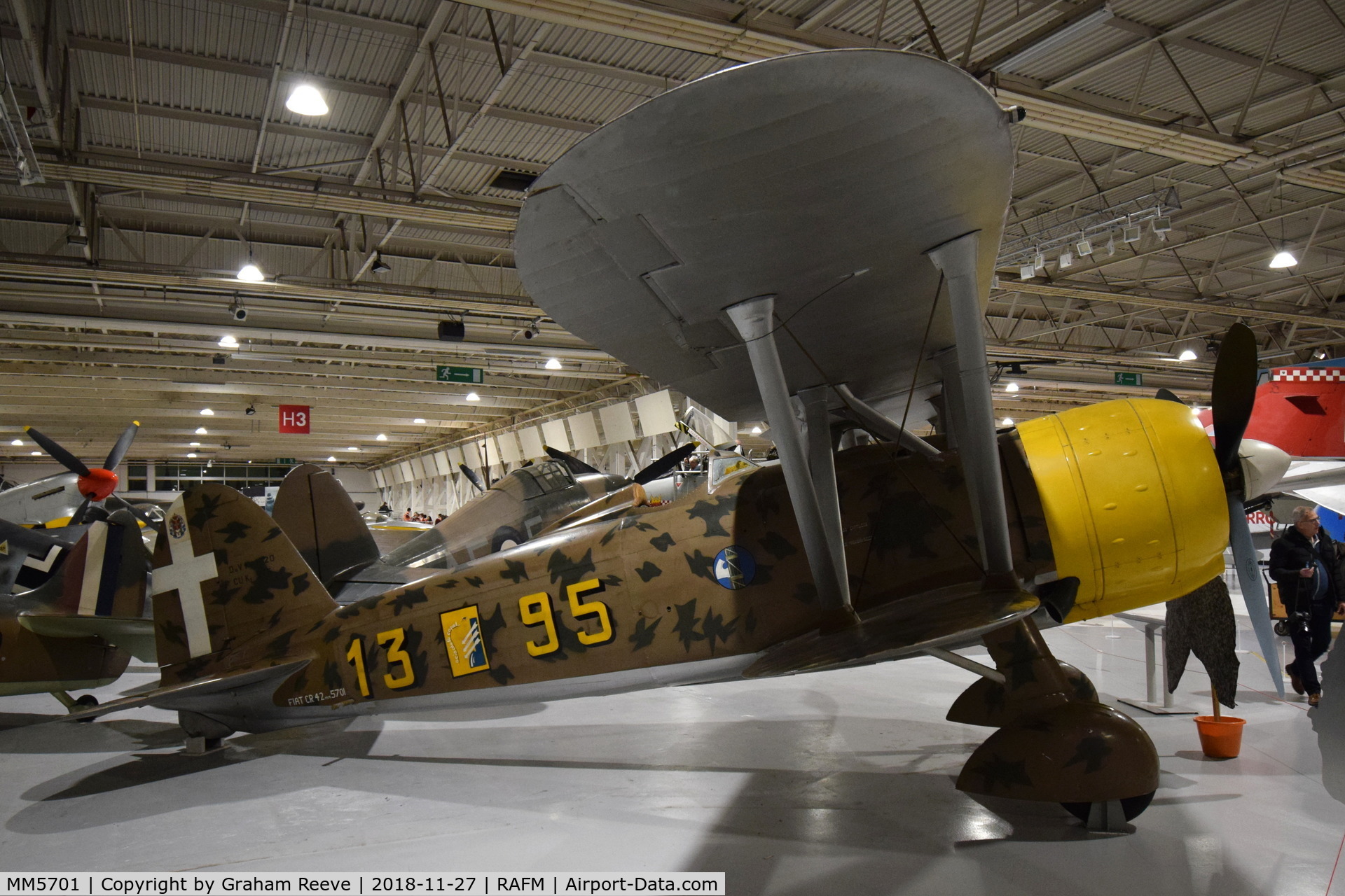 MM5701, Fiat CR.42 Falco C/N Not found MM5701, On display at the RAF Museum, Hendon.