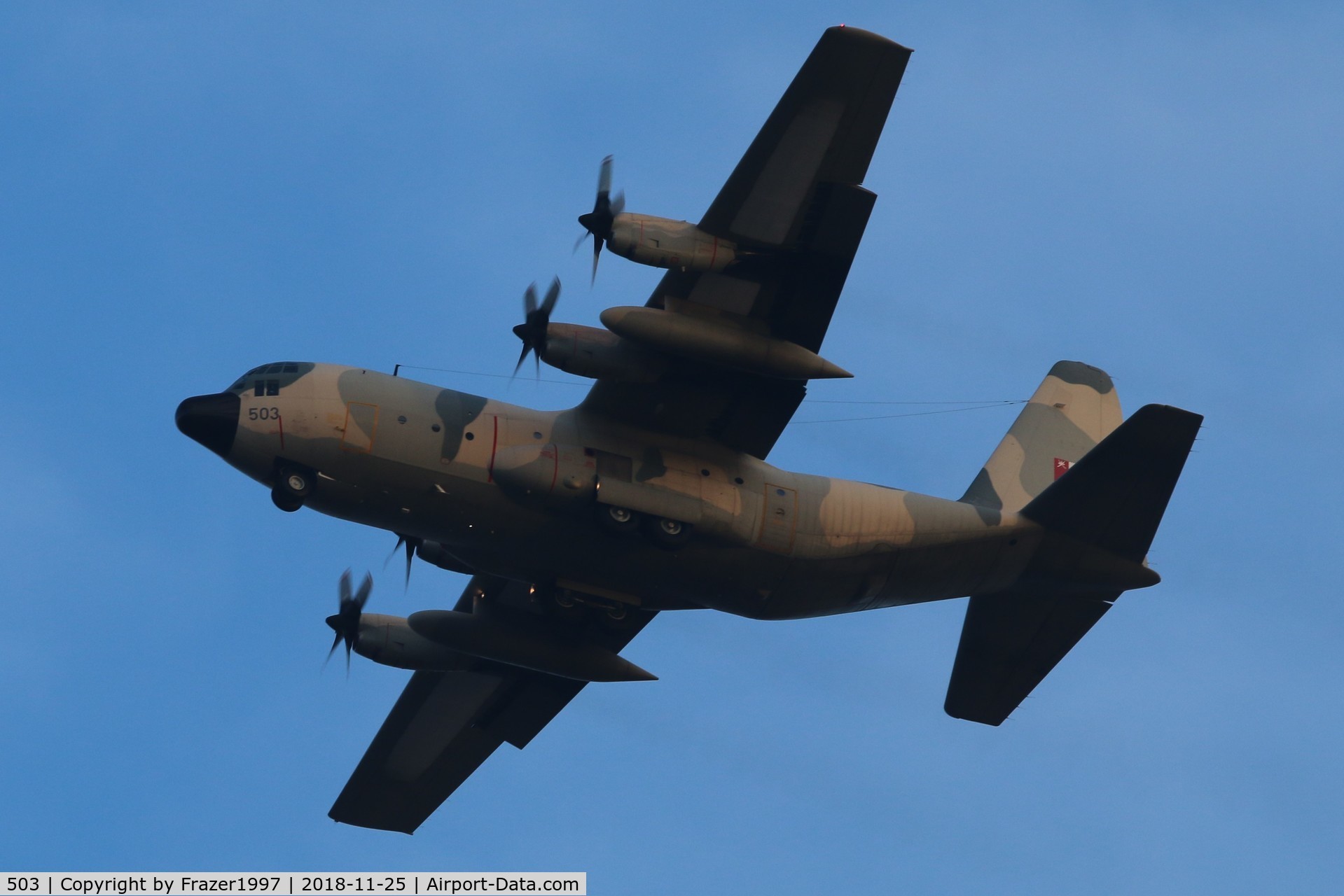 503, Lockheed C-130H Hercules C/N 382-4948, inbound eghh