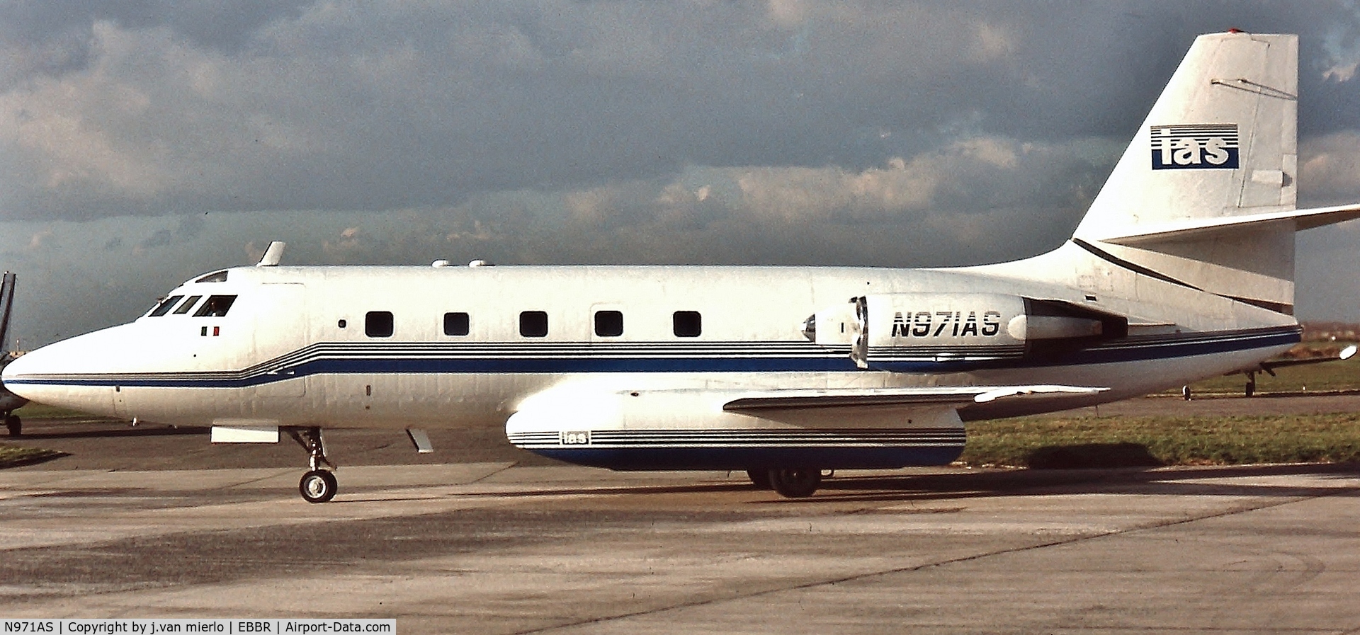 N971AS, 1961 Lockheed L-1329 Jetstar 731 C/N 5007, Brussels'90s