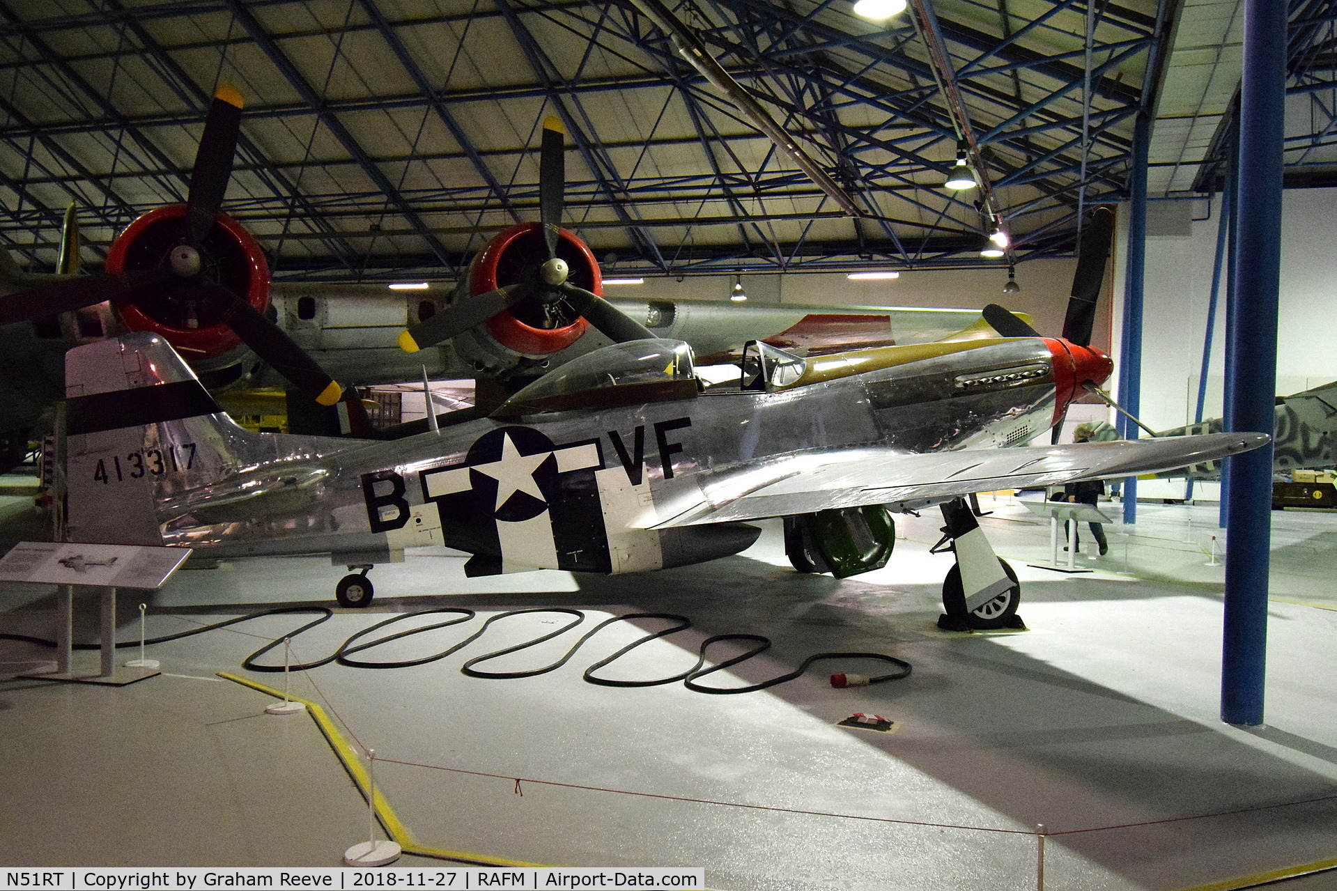 N51RT, 1944 North American F-51D Mustang C/N 122-40949, On display at the RAF Museum, Hendon.