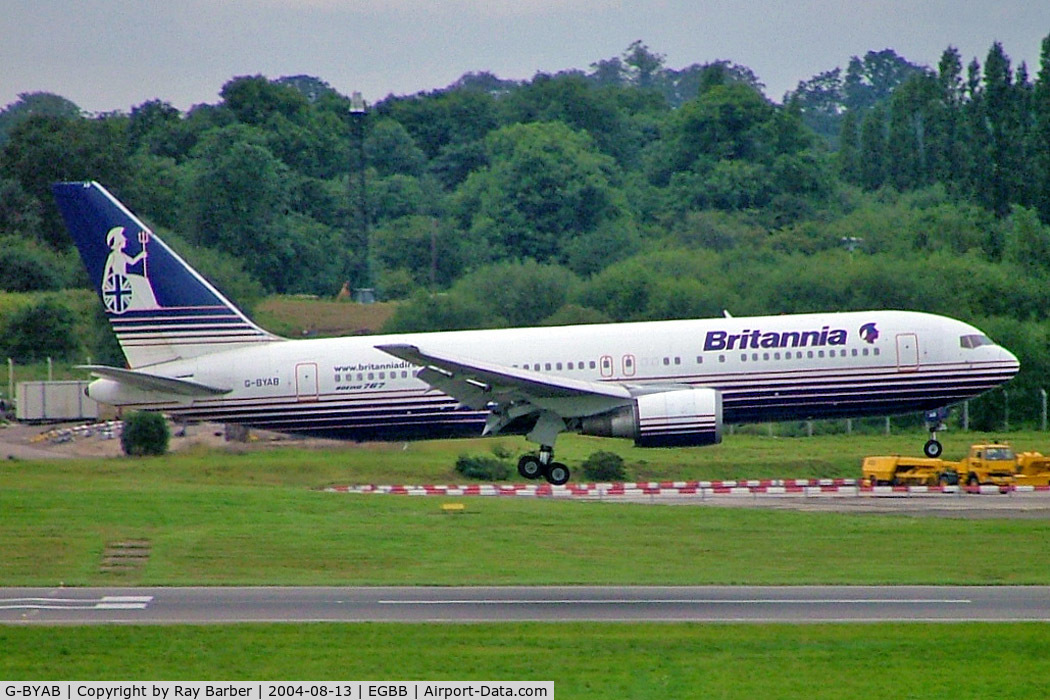 G-BYAB, 1991 Boeing 767-204/ER C/N 25139, G-BYAB   Boeing 767-204ER [25139] (Britannia) Birmingham Int'l~G 13/08/2004