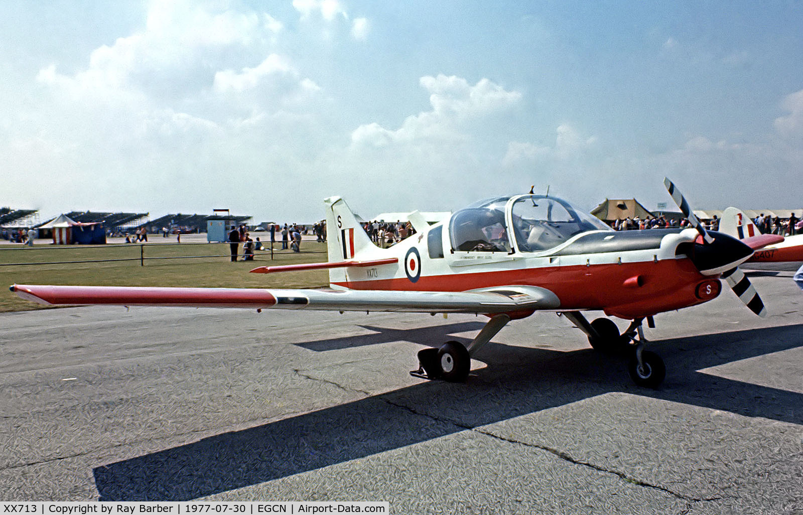 XX713, 1976 Scottish Aviation Bulldog T.1 C/N BH120/362, XX713 Scotish Aviation SA.120T.1 Bulldog [BH120/362] (Royal Air Force) RAF Finningley~G 30/07/1977