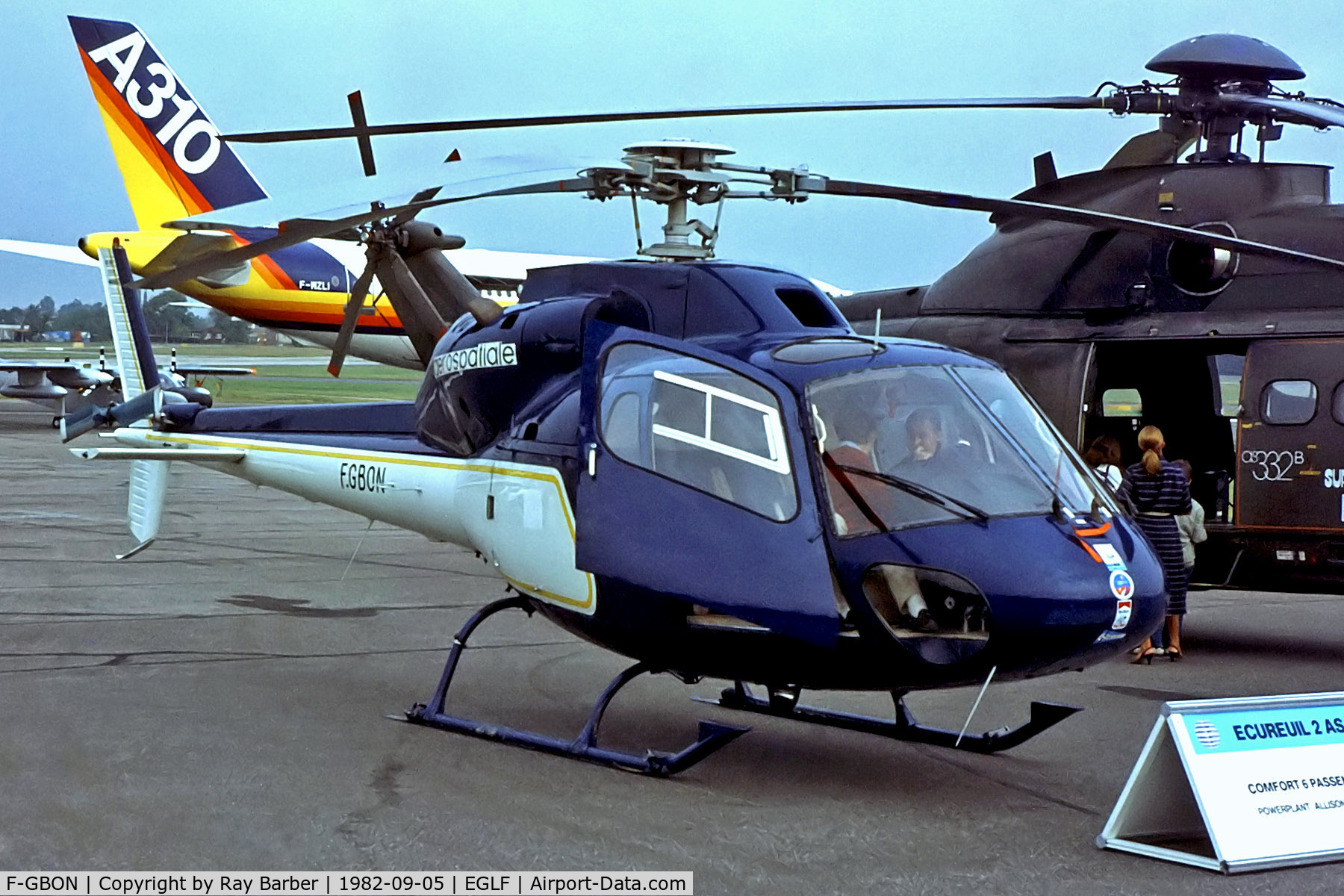 F-GBON, Eurocopter AS-355F-1 Ecureuil 2 C/N 5044, F-GBON   Aerospatiale AS.355F1 Ecureuil II [5044] (Aerospatiale) Farnborough~G 05/09/1982