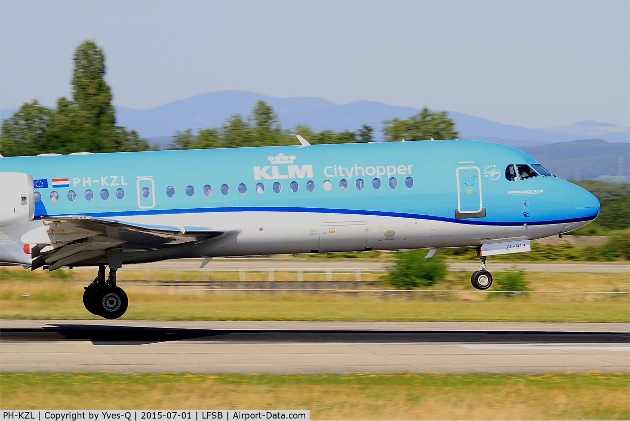 PH-KZL, 1995 Fokker 70 (F-28-0070) C/N 11536, Fokker 70, Landing rwy 15, Bâle-Mulhouse-Fribourg airport (LFSB-BSL)