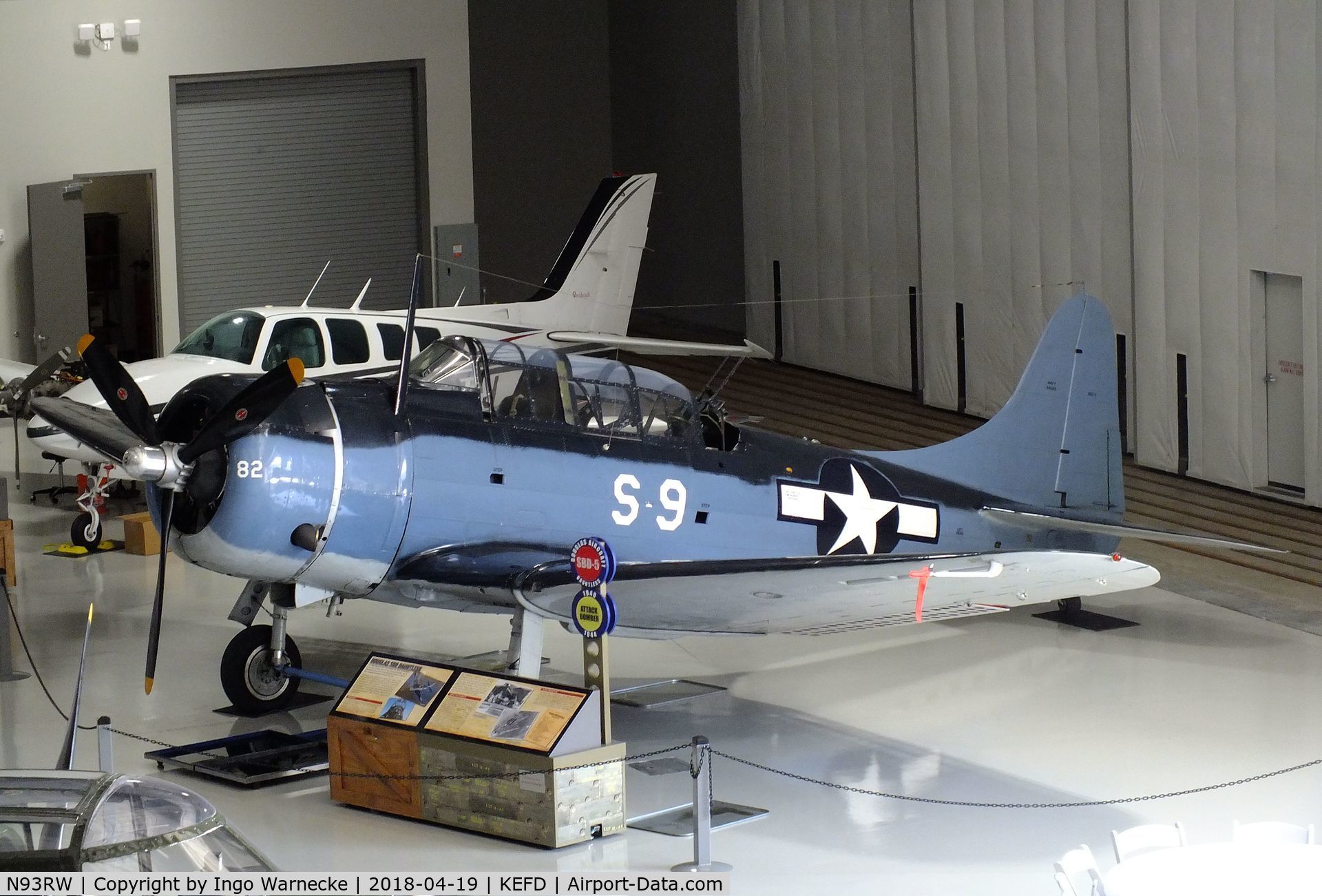 N93RW, 1942 Douglas A-24B C/N 42-54682, Douglas A-24B, displayed as an SBD Dauntless at the Lone Star Flight Museum, Houston TX