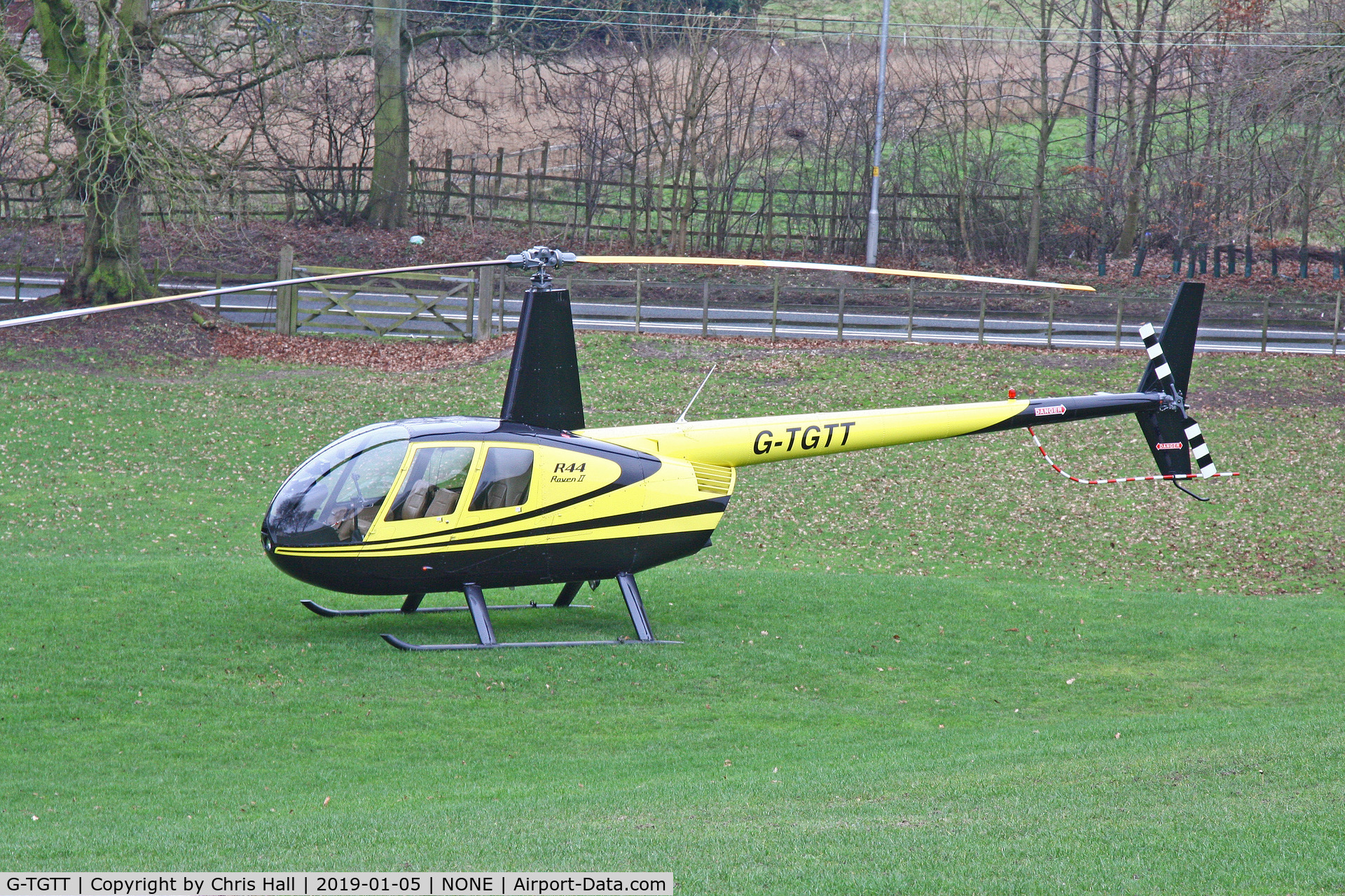 G-TGTT, 2002 Robinson R44 Raven II C/N 10023, at a private site before our flight to North Coates