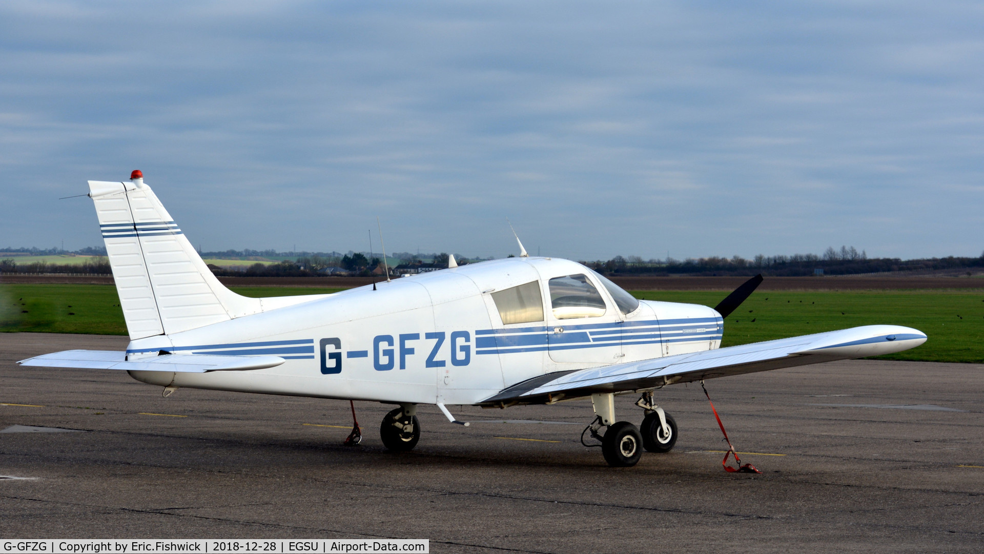 G-GFZG, 1973 Piper PA-28-140 Cherokee C/N 28-7225350, 2. G-GFZG visiting Duxford, Dec. 2018.
