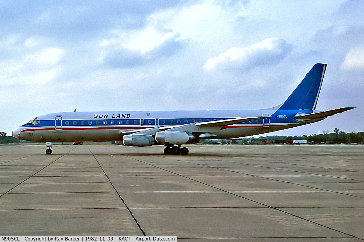 N905CL, 1960 Douglas DC-8-31 C/N 45274, N905CL   Douglas DC-8-31 [45274] (Sun Land Airlines) Waco-Regional~N 09/11/1982. From a slide.