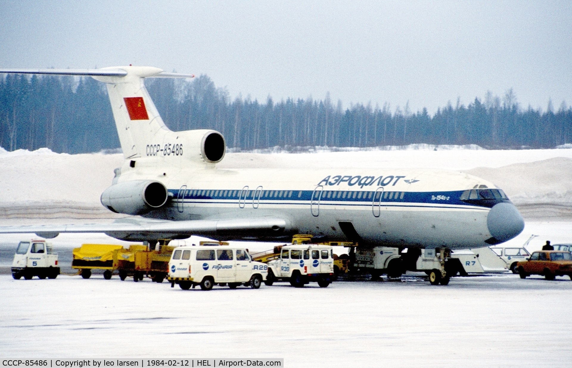 CCCP-85486, 1981 Tupolev Tu-154B-2 C/N 81A486, Helsinki 12.2.1984