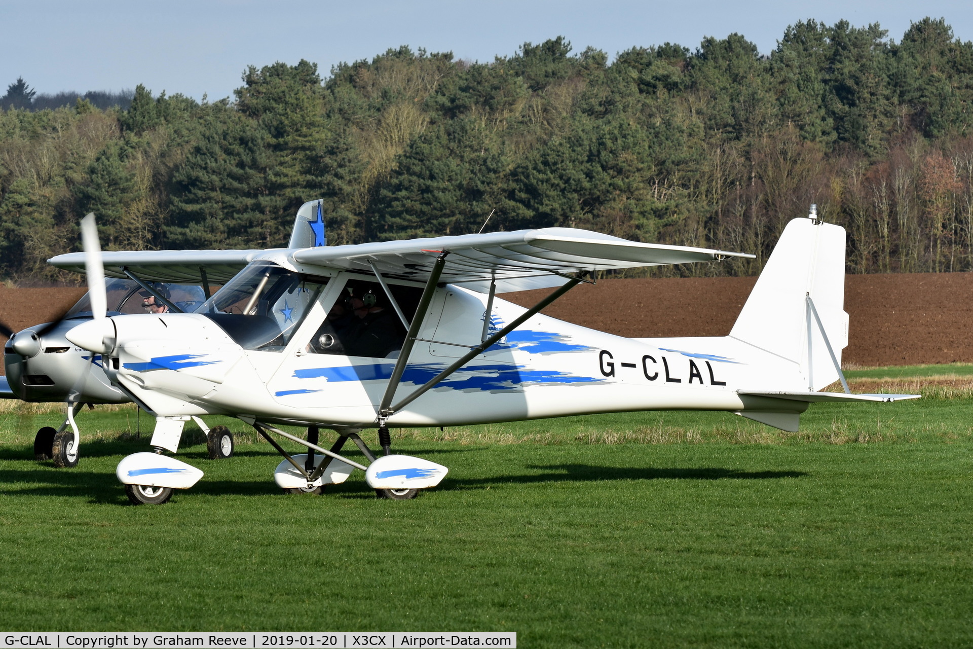 G-CLAL, 2016 Comco Ikarus C42 FB100 Bravo C/N 1608-7468, Departing from Northrepps.