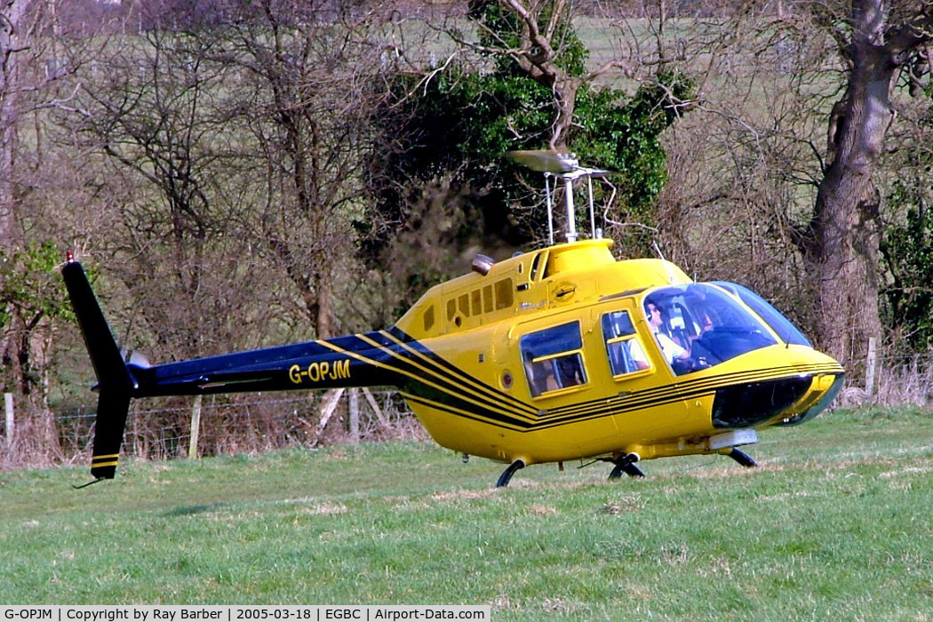 G-OPJM, 1992 Bell 206B JetRanger III C/N 4259, G-OPJM   Bell 206B-3 Jet Ranger III [4259] (PJM Helicopters LLP) Cheltenham Racecourse~G 18/03/2005