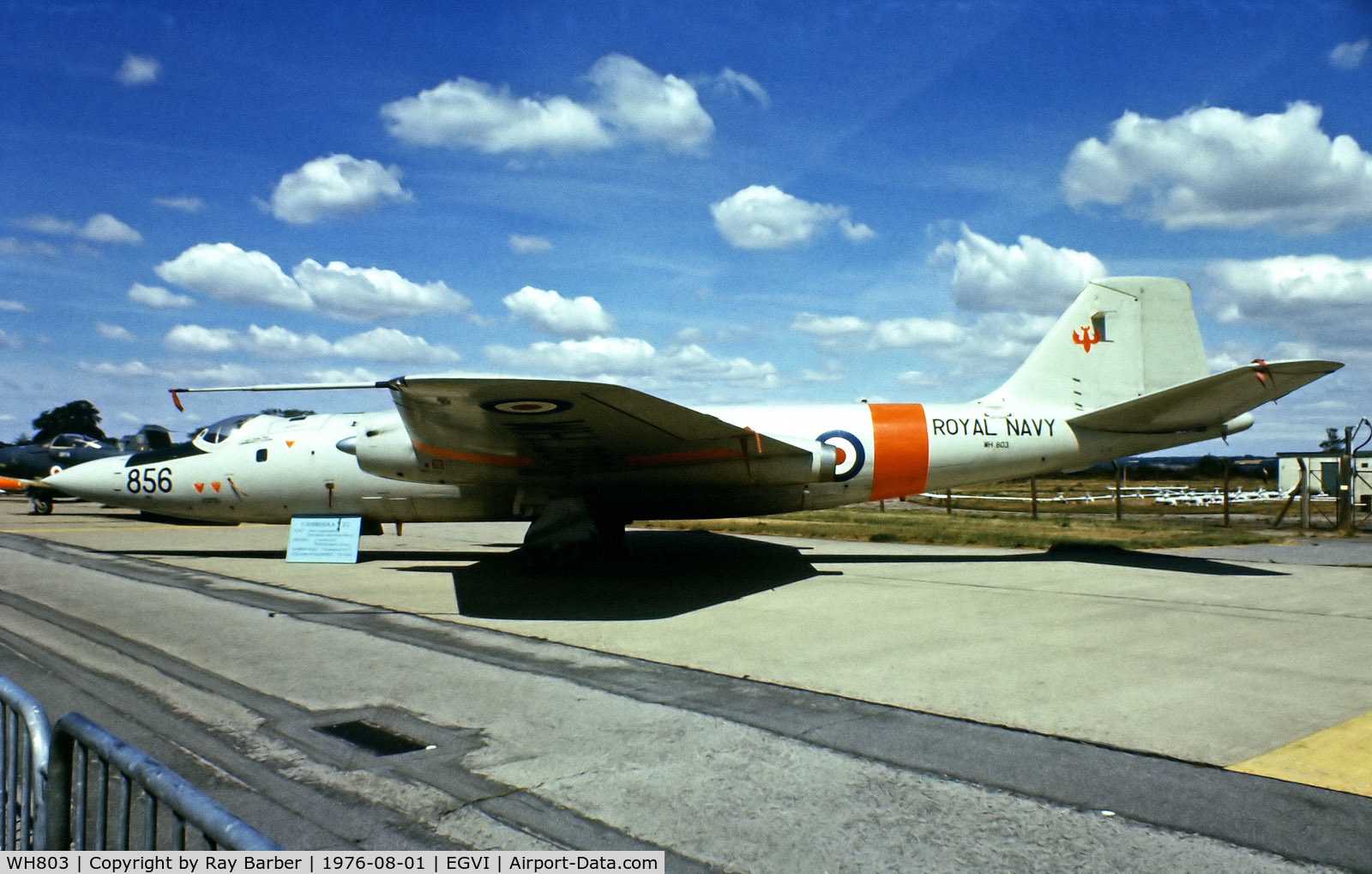 WH803, 1954 English Electric Canberra T.22 C/N EEP71305, WH803   English Electric Canberra T.22 [71305] (Royal Navy) RAF Greenham Common~G 01/08/1976. From a slide.