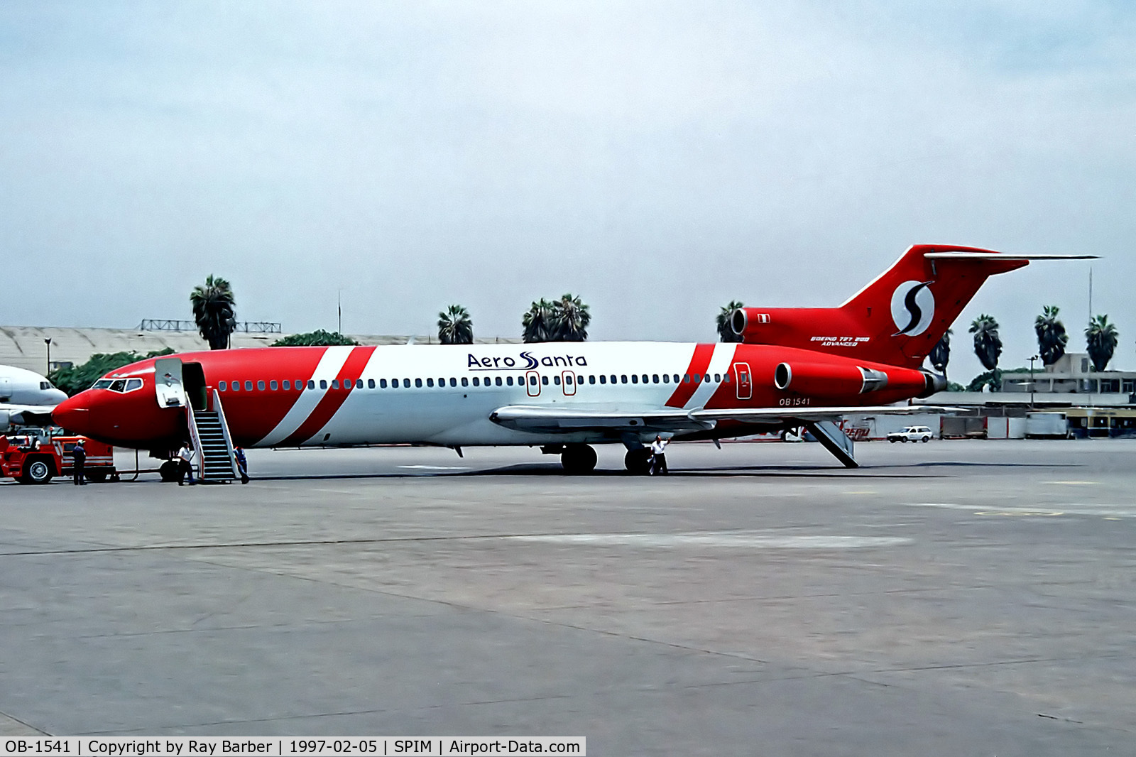 OB-1541, 1975 Boeing 727-264 C/N 21072, OB-1541   (OB1541) Boeing 727-264 [21072] (Aero Santa / Faucett) Lima-Jorge Chavez Int'l~OB 05/02/1997