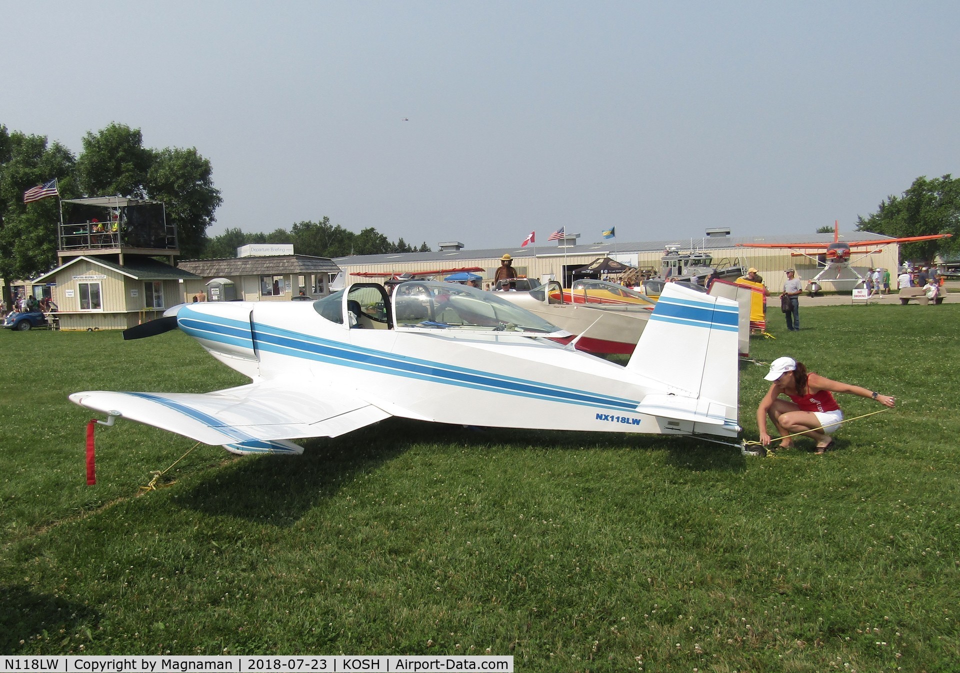 N118LW, 2014 Thorp T-18 Tiger C/N 836, tied up at EAA 18