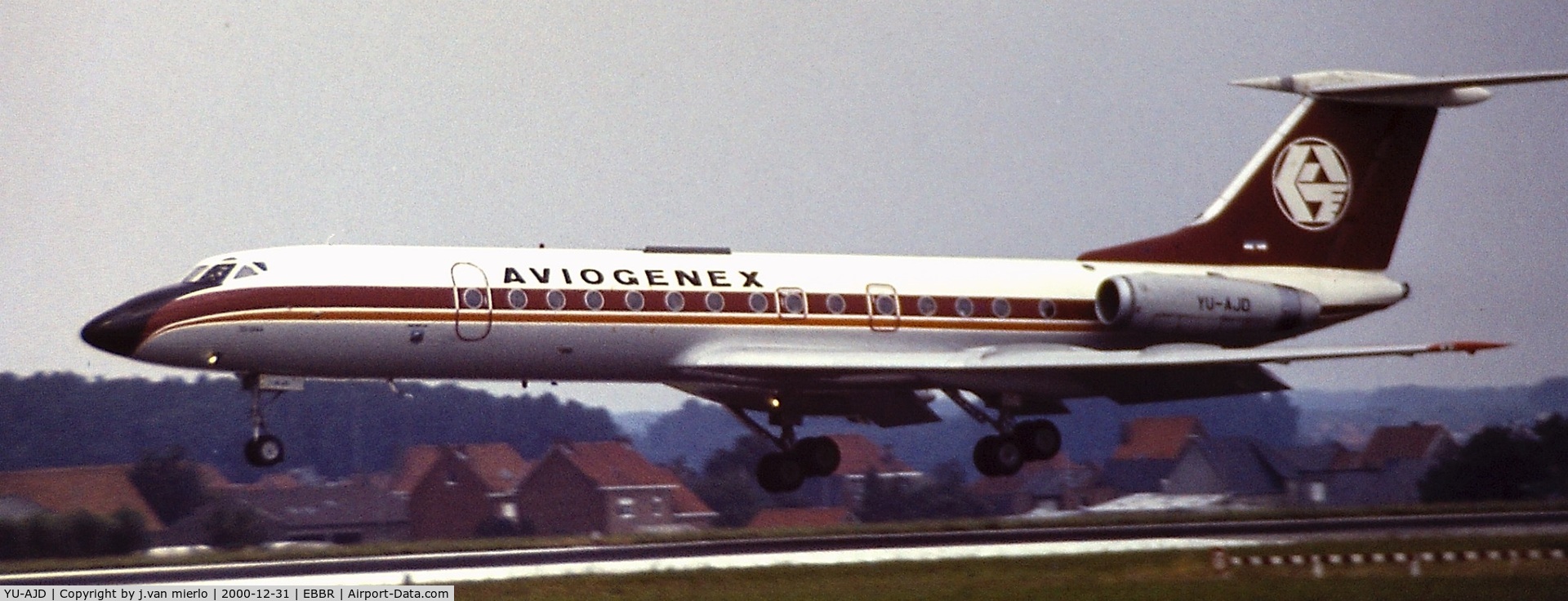 YU-AJD, 1972 Tupolev Tu-134A C/N 2351508, Landing 25L at Brussels