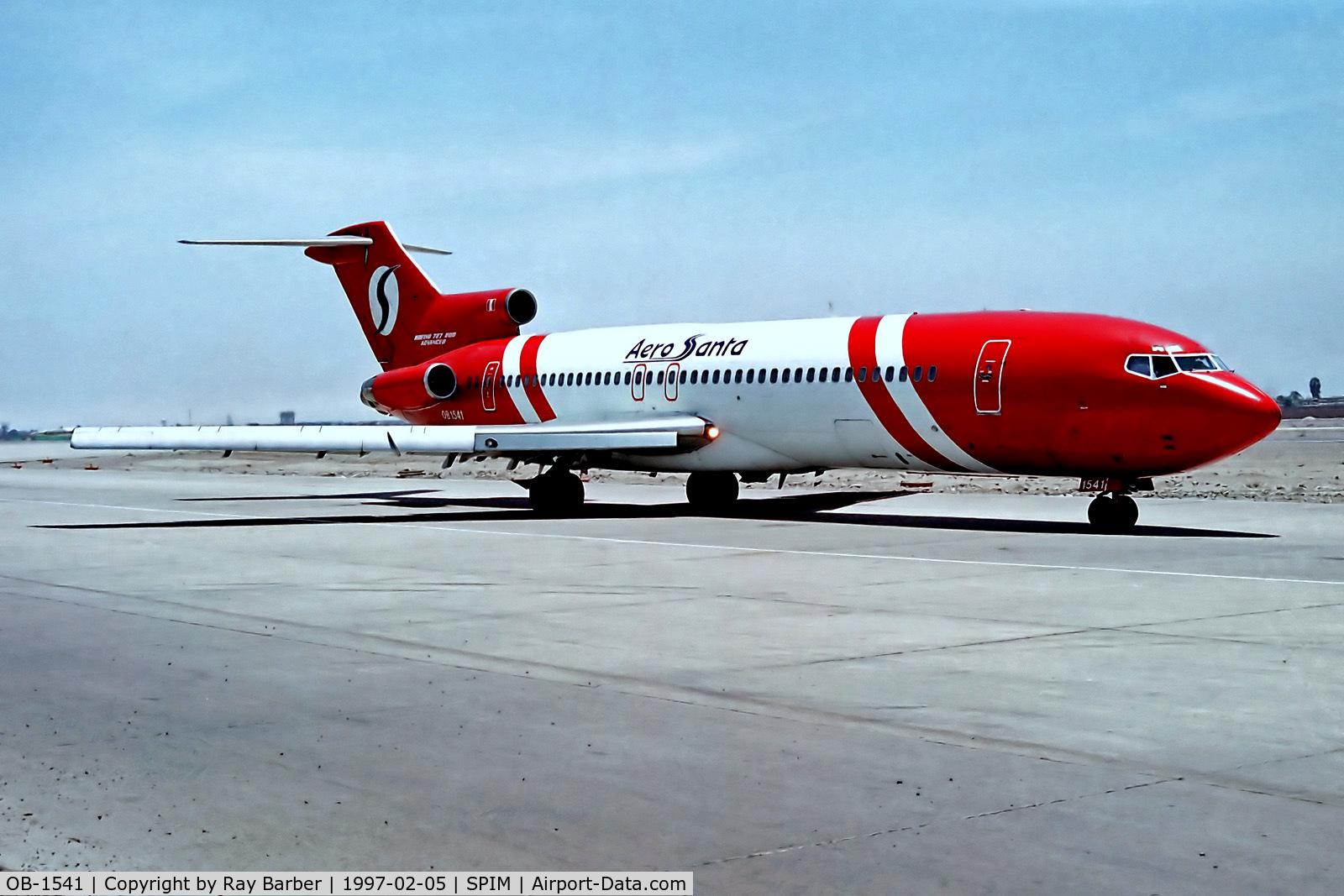 OB-1541, 1975 Boeing 727-264 C/N 21072, OB-1541   (OB1541) Boeing 727-264 [21072] (Aero Santa / Faucett) Lima-Jorge Chavez Int'l~OB 05/02/1997