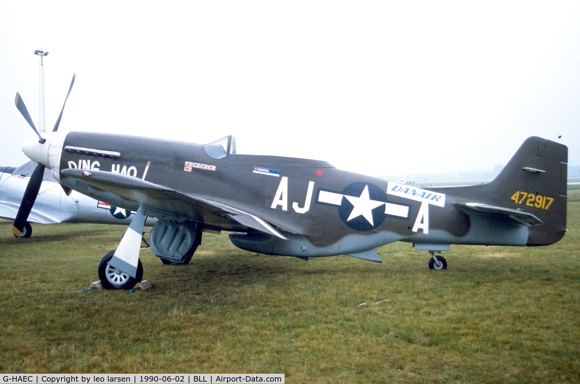 G-HAEC, 1951 Commonwealth CA-18 Mustang 22 (P-51D) C/N CACM-192-1517, Billund 2.6.1990
