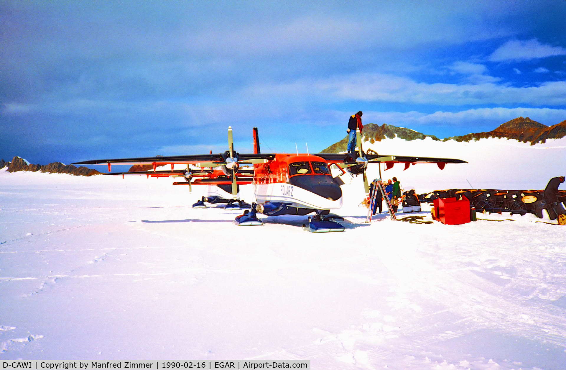 D-CAWI, 1983 Dornier 228-101 C/N 7014, February 1990, Fuelstop at Rothera, Adelaide Island, Antarctica