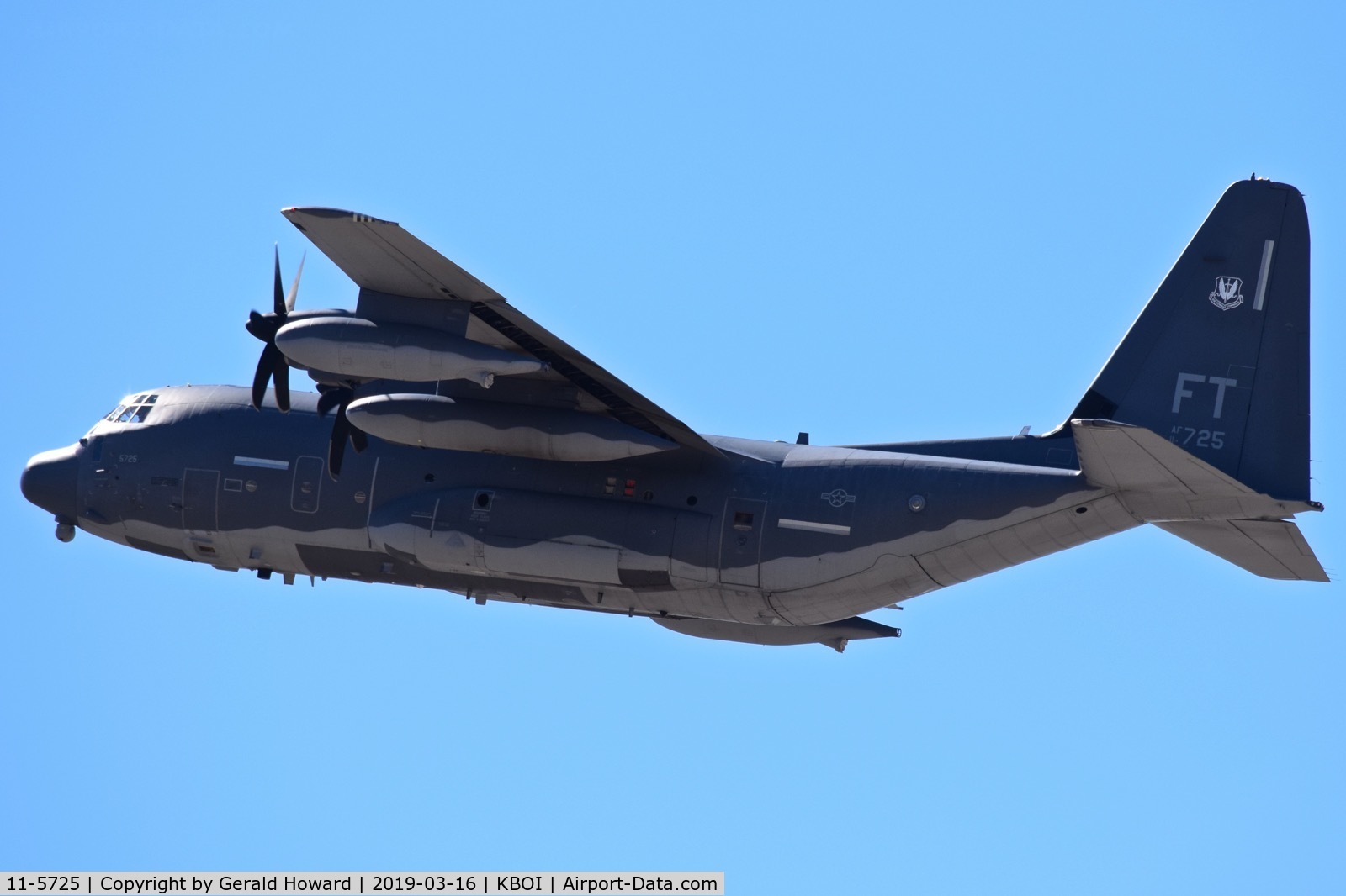 11-5725, 2011 Lockheed Martin HC-130J Hercules C/N 382-5725, 71st RQS, 347th RQW., Moody AFB.  Departing KBOI.