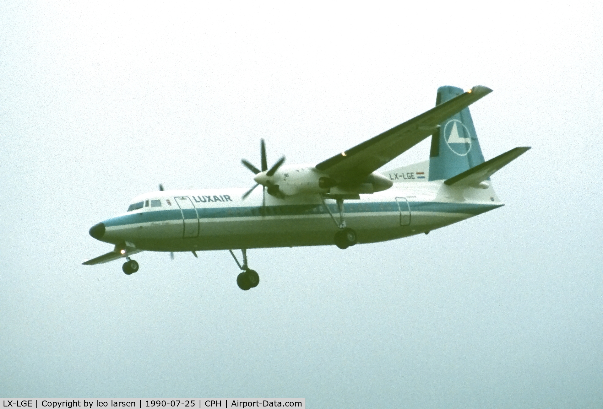 LX-LGE, 1990 Fokker 50 C/N 20180, Copenhagen 25.7.1990