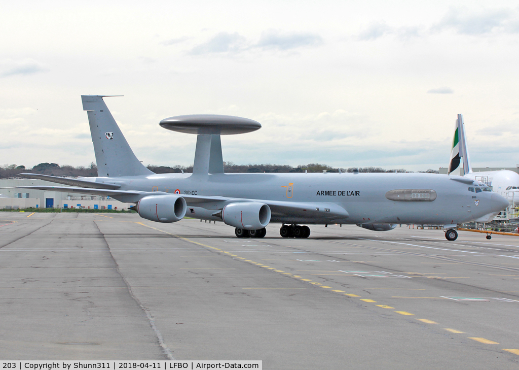 203, 1990 Boeing E-3F Sentry C/N 24117, Parked at the Air France facility for some maintenance...