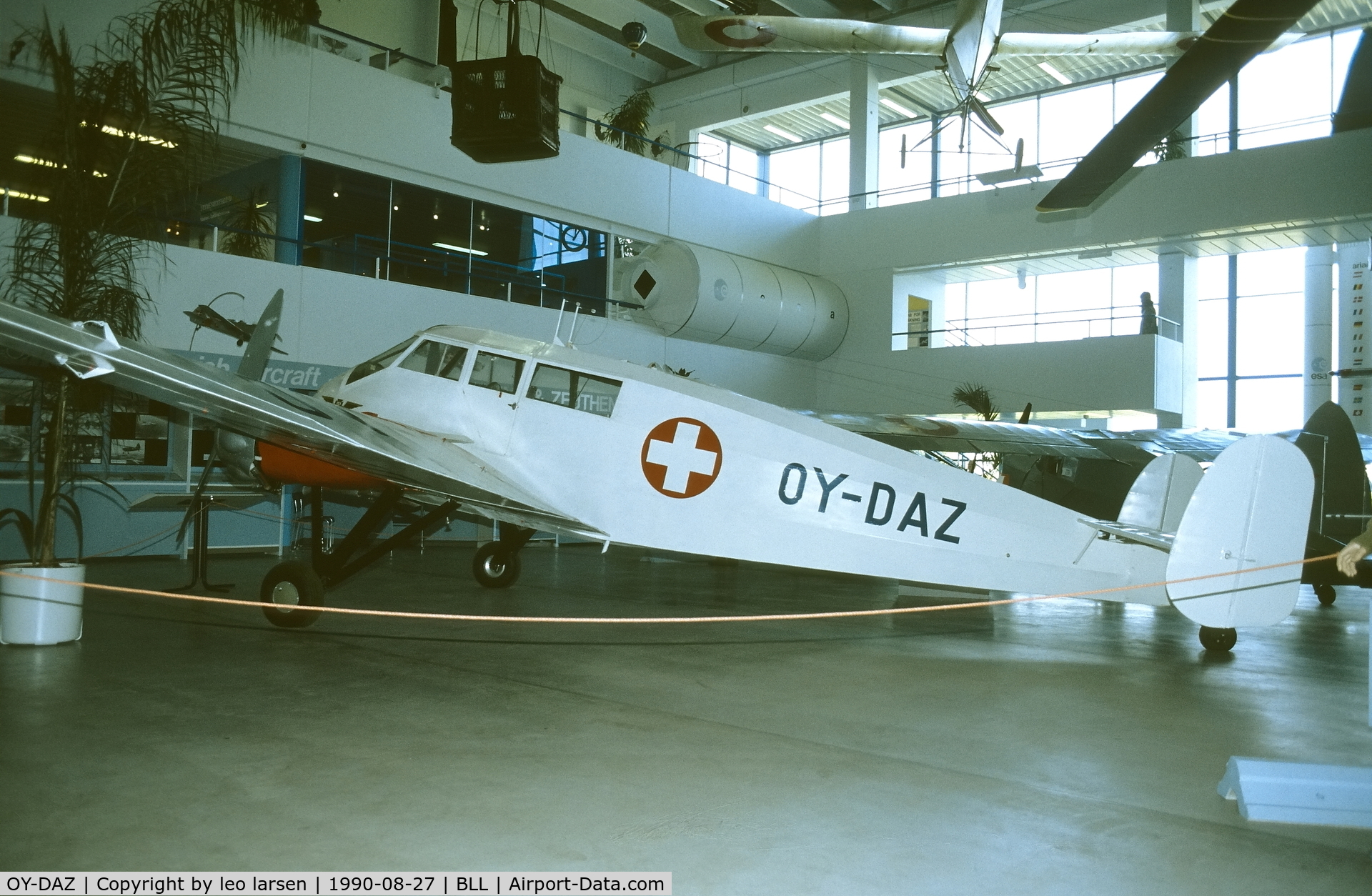 OY-DAZ, 1937 General Aircraft Monospar ST-25 Ambulance C/N GAL/ST/25/95, Billund Museum 27.8.1990