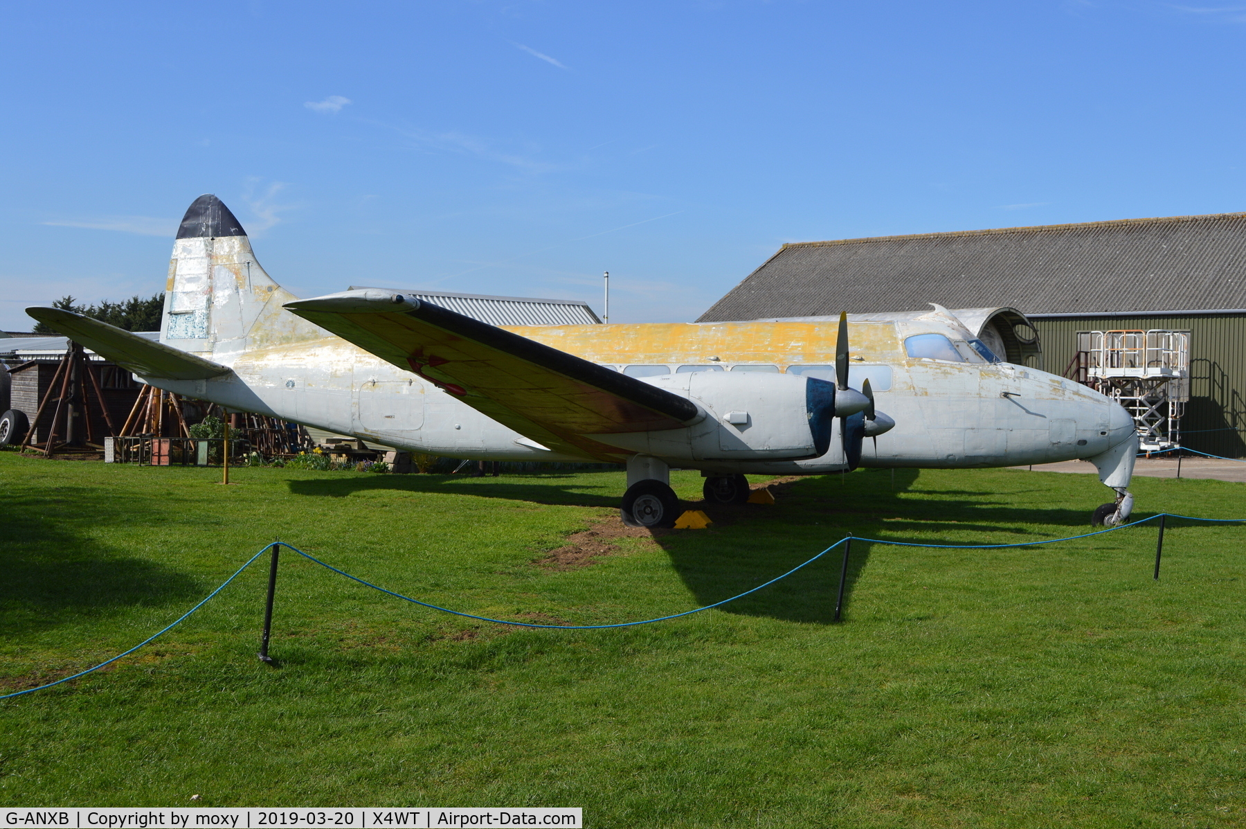 G-ANXB, De Havilland DH-114 Heron1B C/N 14048, De Havilland DH-114 Heron 1B at Winthorpe.