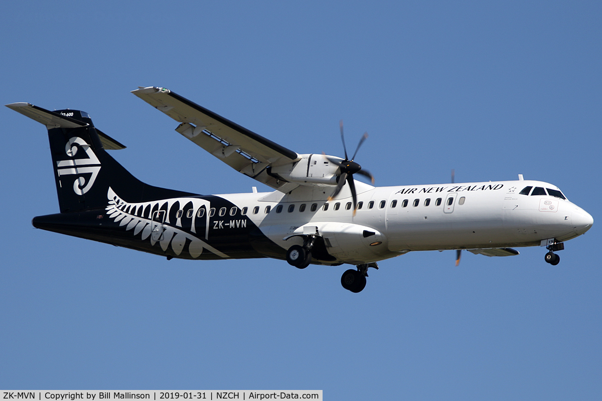 ZK-MVN, 2016 ATR 72-600 C/N 1353, finals to 02