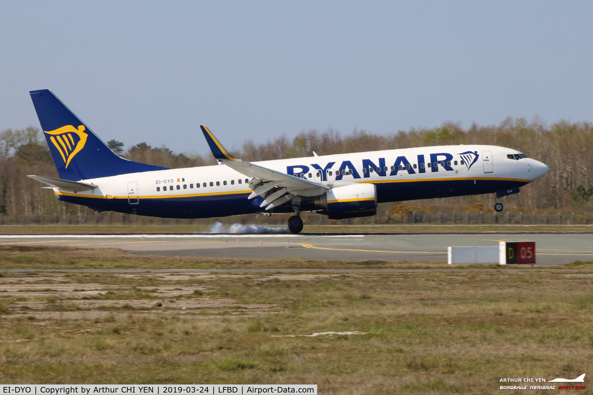 EI-DYO, 2008 Boeing 737-8AS C/N 33636, Ryanair B737. Flight FR1782 from London Stansted.