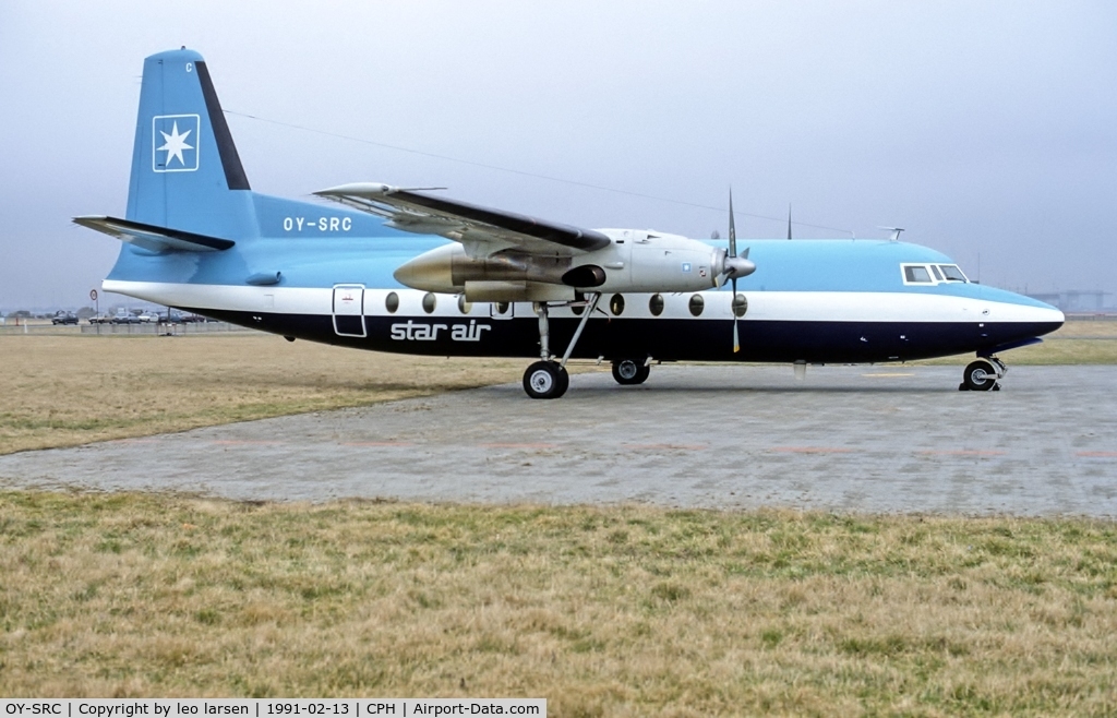 OY-SRC, 1980 Fokker F.27-600 Friendship C/N 10576, Copenhagen 12.3.1991