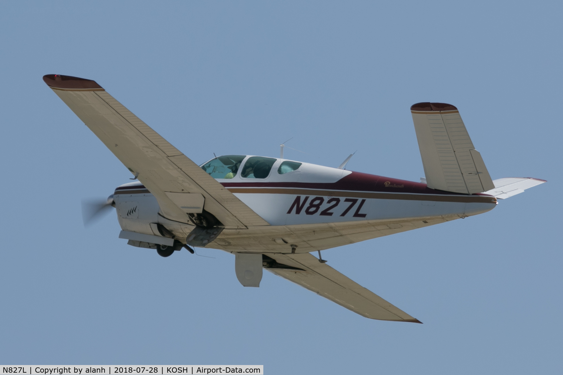 N827L, 1960 Beech M35 Bonanza C/N D-6519, Departing AirVenture 2018