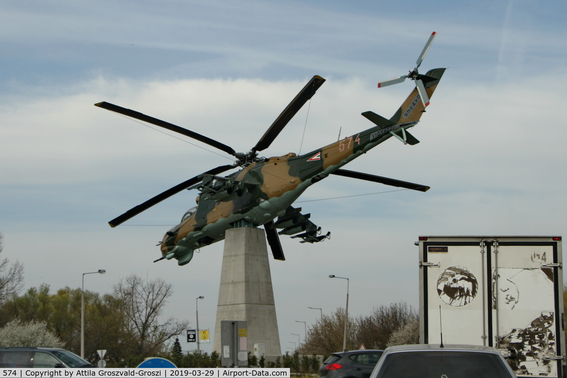 574, Mil Mi-24D Hind C/N K220574, Displayed in public area of Szolnok. Hungary