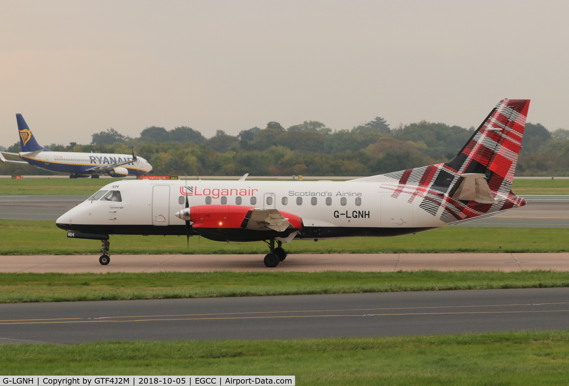 G-LGNH, 1993 Saab SF340B C/N 340B-333, G-LGNH at Manchester 5.10.18