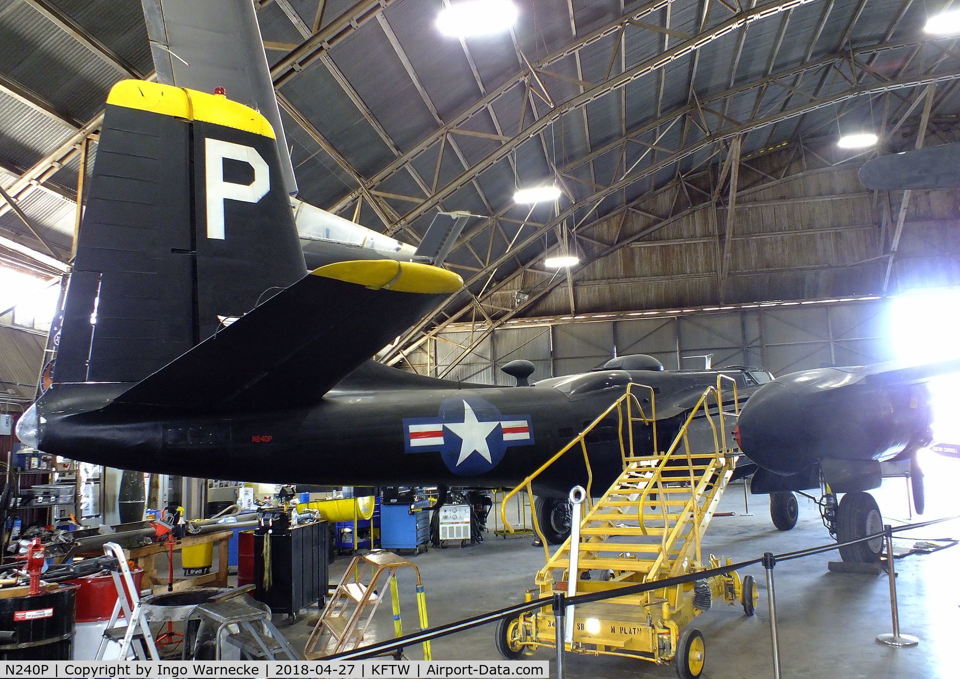 N240P, 1943 Douglas A-26B Invader C/N 7140, Douglas A-26B Invader, undergoing maintenance at the Vintage Flying Museum, Fort Worth TX