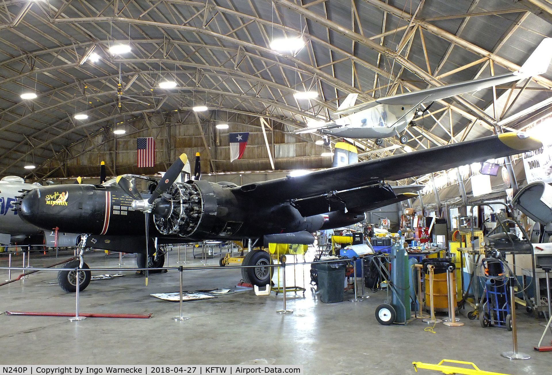 N240P, 1943 Douglas A-26B Invader C/N 7140, Douglas A-26B Invader, undergoing maintenance at the Vintage Flying Museum, Fort Worth TX