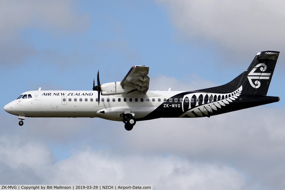 ZK-MVG, 2015 ATR 72-600 C/N 1264, finals for 02
