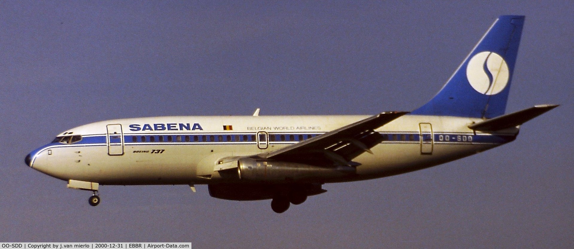 OO-SDD, 1974 Boeing 737-229 C/N 20910, Landing 25L at Brussels