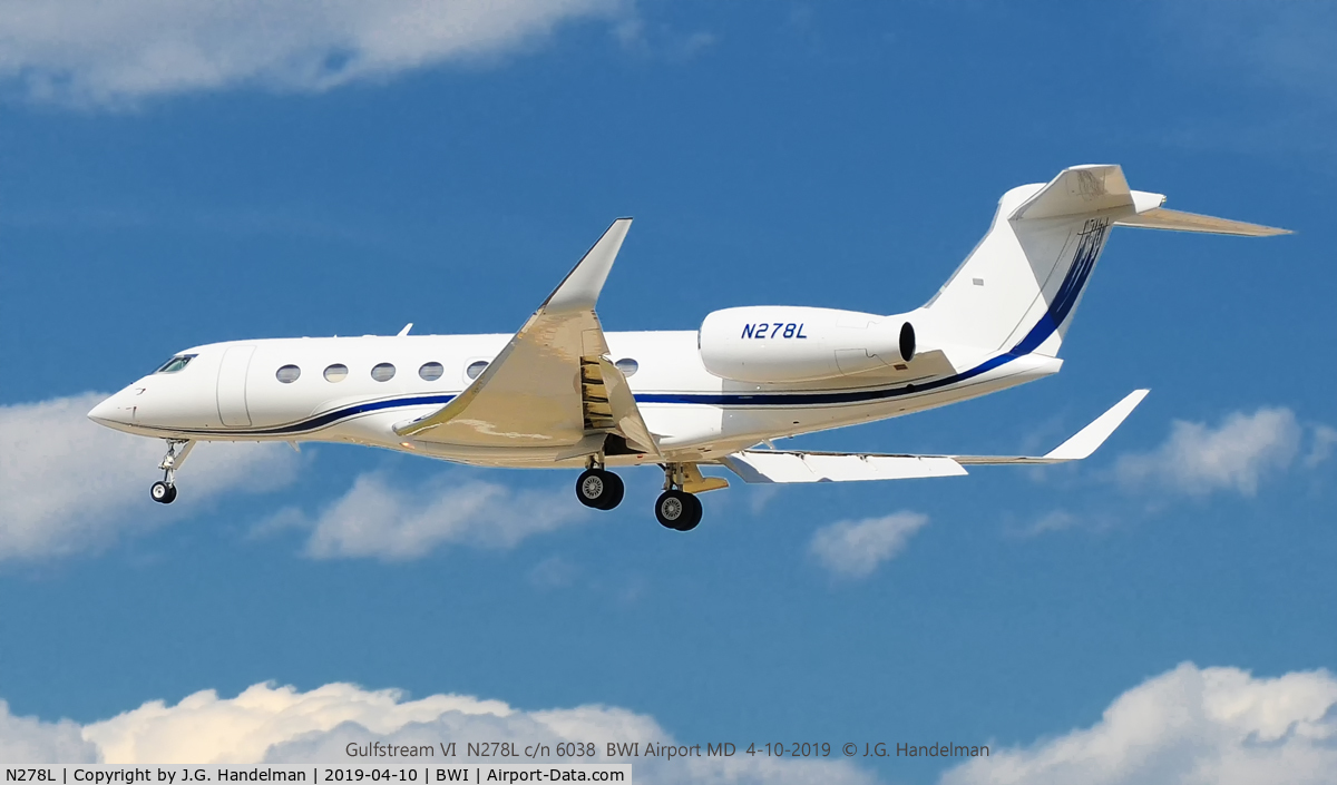 N278L, 2013 Gulfstream Aerospace G650 (G-VI) C/N 6038, On final to 33L.