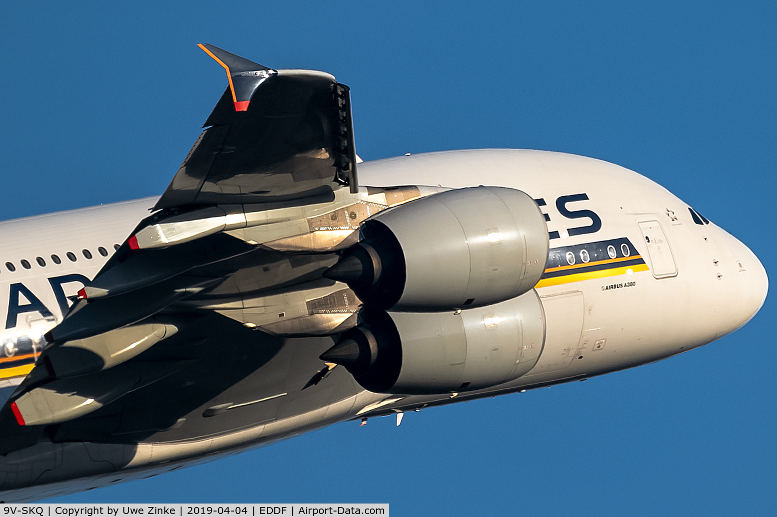 9V-SKQ, 2011 Airbus A380-841 C/N 079, full power to climb up